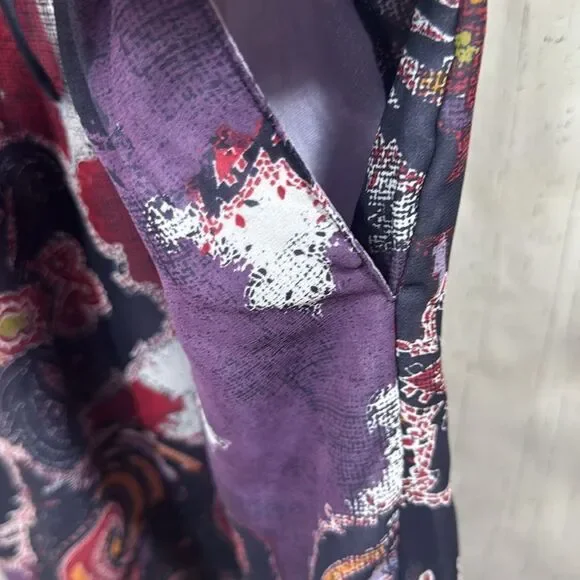 Free People Boho Paisley Print Mini Dress Lace Up Sleeveless Festival Indie - Picture 14 of 16